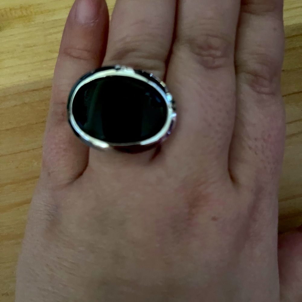 Black and silver statement ring size 8